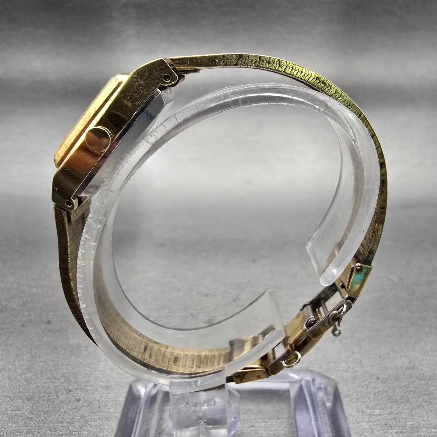Seiko Watch Women 19mm Silver Dial Gold Tone Rectangle 4301-3000 New Battery VTG6