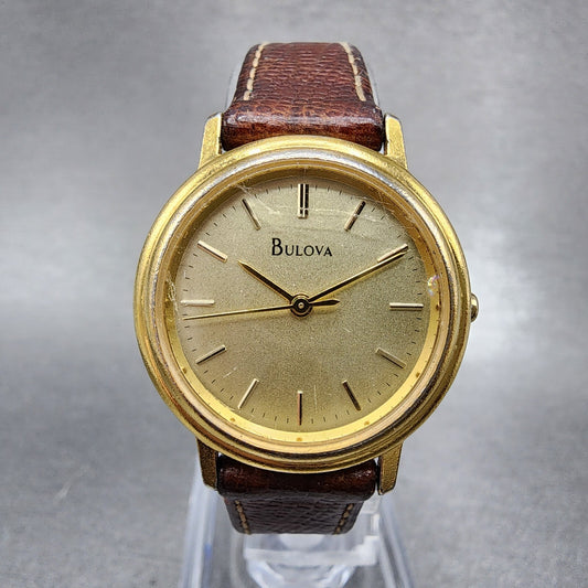 Bulova Watch Women 26mm Champagne Dial Gold Tone Round New Battery