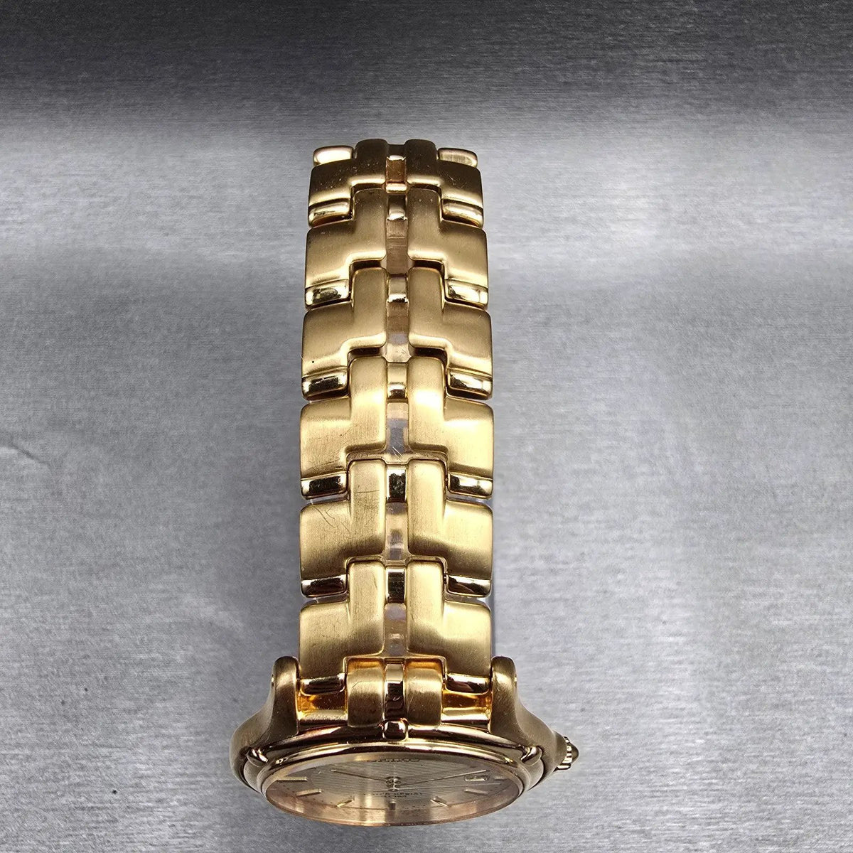 Seiko Watch Men 35mm Champagne Dial Gold Tone Date Round 7N32-0049 New Battery4