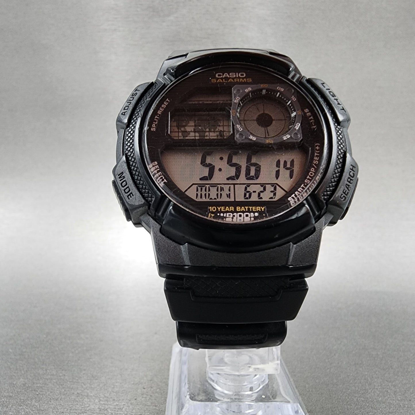 Casio AE1000W World Time Watch Men 43mm Digital Black Tone Alarm Chrono New Bat5