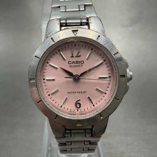 Casio Watch Women 24mm Pink Dial Silver Tone Round LTP-1177 New Battery HT90