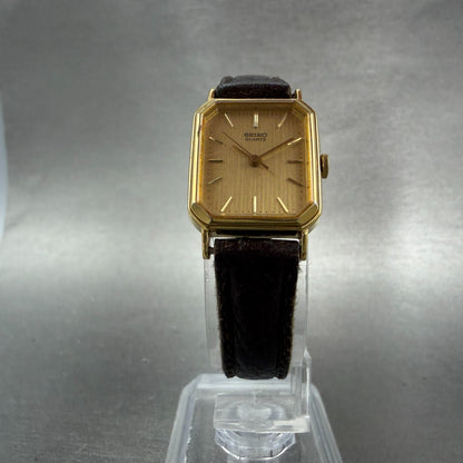 Seiko Tank Watch Women 19mm Champagne Dial Gold Tone 1421-5720 New Battery VTG5