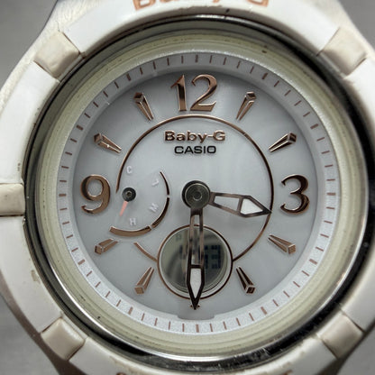 Casio Baby-G Watch Women 38mm White Dial Silver Tone Analog Digital Solar ABC1