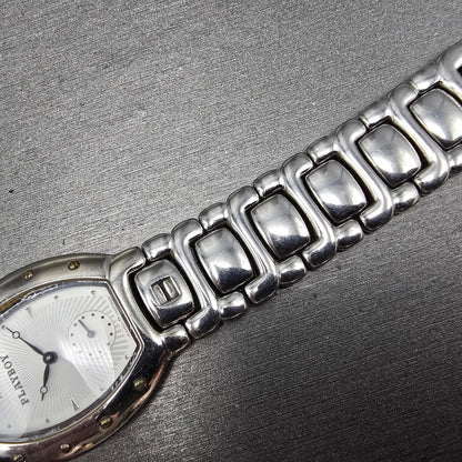 Playboy Watch Men 29mm White Dial Silver Tone Oval New battery MISSING CLASP!!!8