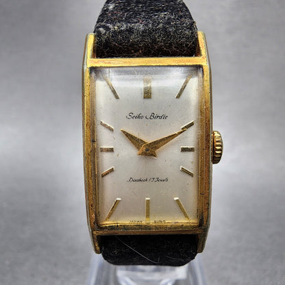 Seiko Birdie Watch Women 17mm White Dial Gold Plated Manual Wind 28019 Runs0
