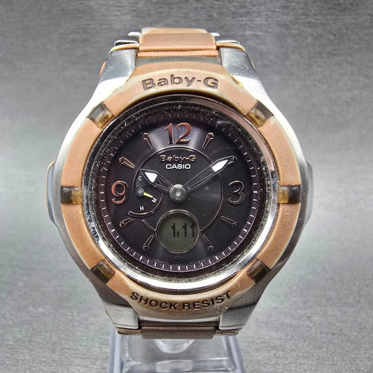 Casio Baby-G BGA-1200 Watch Women 41mm Black Pink Silver Alarm Chronograph Solar0