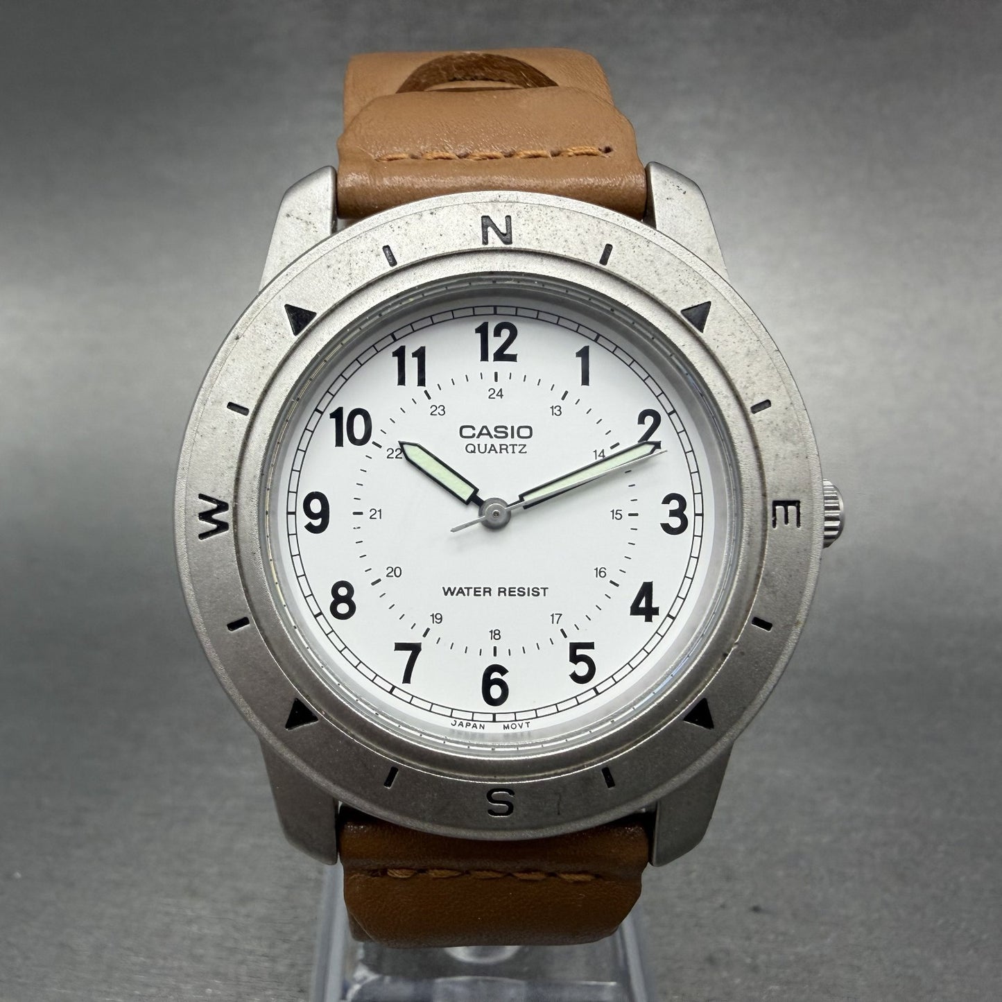 Casio Watch Men 40mm White Dial Silver Tone Round MTP-1138  New Battery0