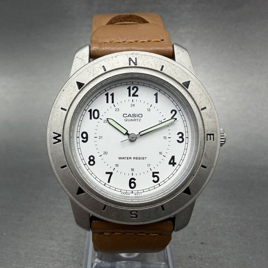 Casio Watch Men 40mm White Dial Silver Tone Round MTP-1138  New Battery0