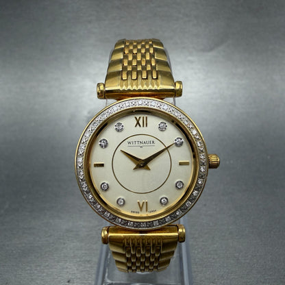 Wittnauer Stratford Watch Women 26mmChampange Dial Gold Diamond Markers New Batt0