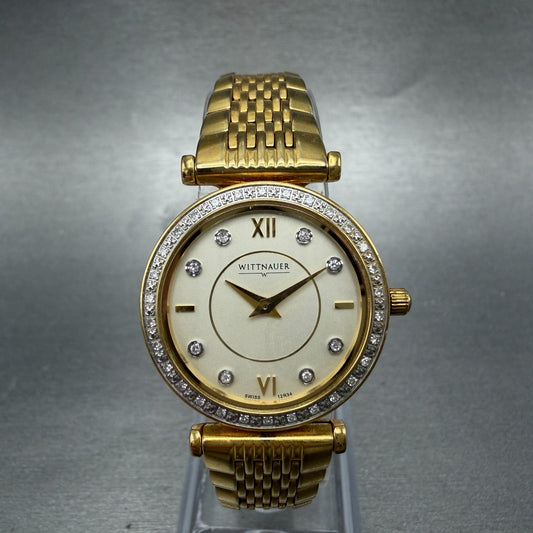 Wittnauer Stratford Watch Women 26mmChampange Dial Gold Diamond Markers New Batt0