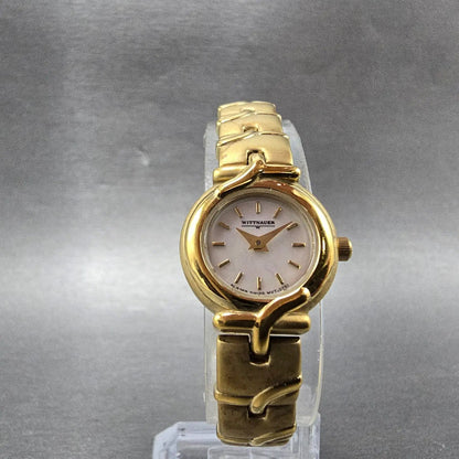 Wittnauer Watch Women 19mm MOP Dial Gold Tone Round RL8368 0751 New Batttery5