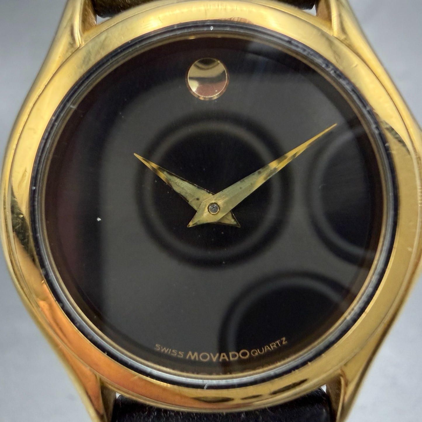 Movado Museum Watch Women 28mm Black Dial Gold Tone Round 87D1823 PARTS2