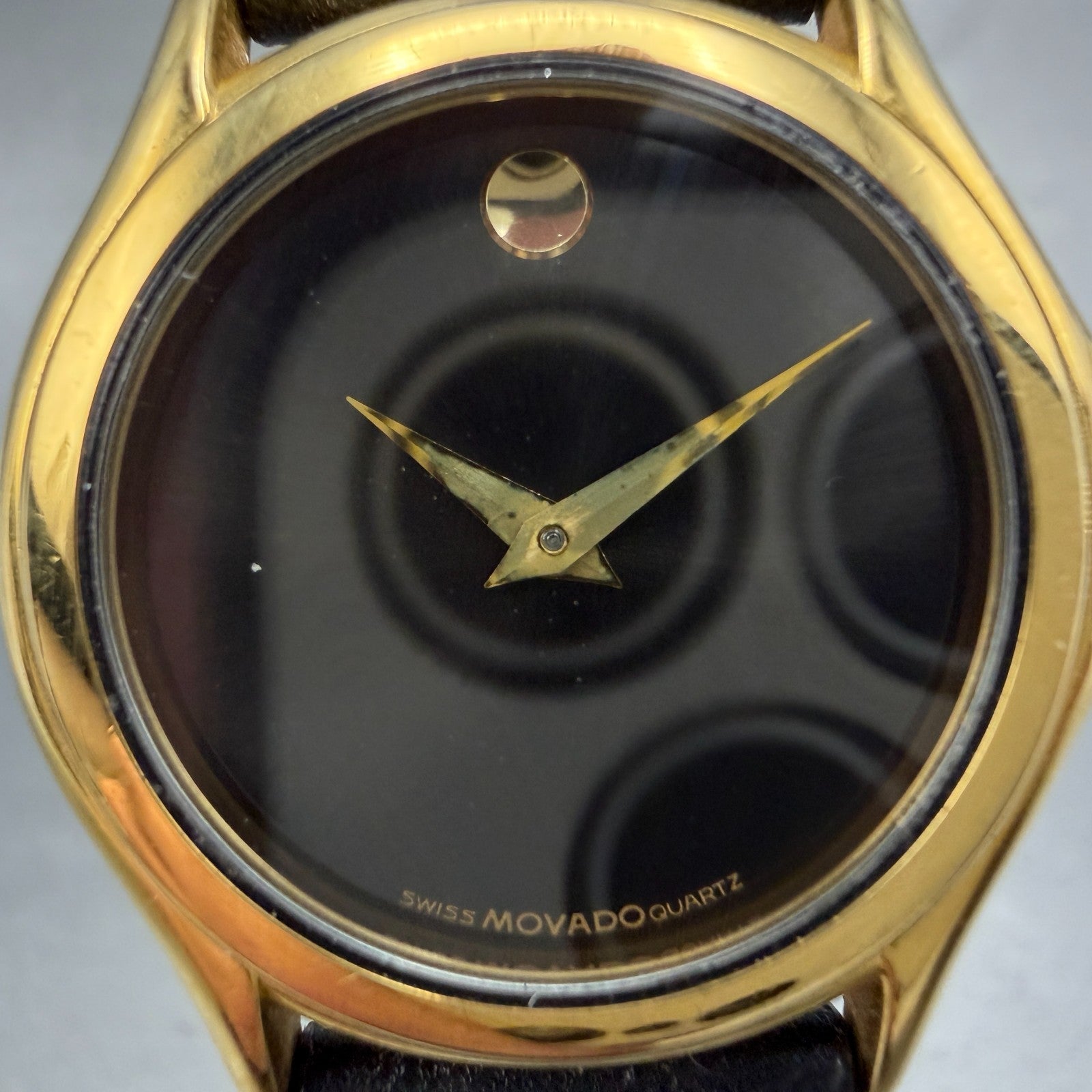 Movado Museum Watch Women 28mm Black Dial Gold Tone Round 87D1823 PARTS2
