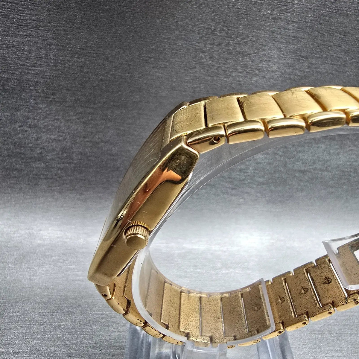 Seiko Pulsar Watch Men 28mm Gold Dial Gold Tone Rectangle V501-X106 New Battery2