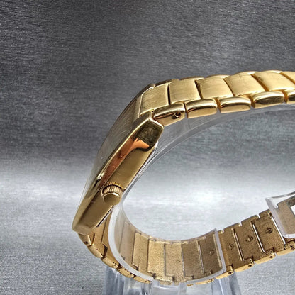 Seiko Pulsar Watch Men 28mm Gold Dial Gold Tone Rectangle V501-X106 New Battery2