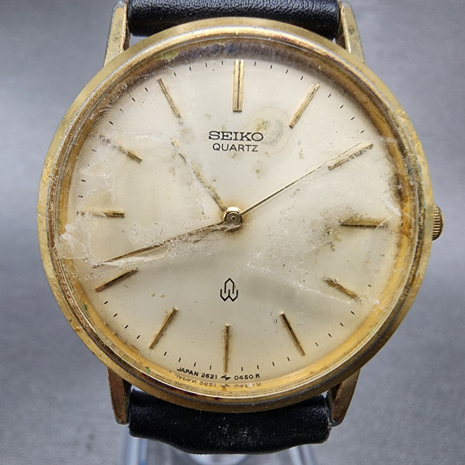 VTG Seiko Watch men 32mm Champagne Dial Gold Tone 26210140 PARTS2