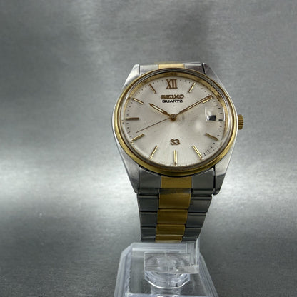 Seiko SQ Watch Men 33mm Silver Dial Two Tone Date 5y22-6009 New Battery5