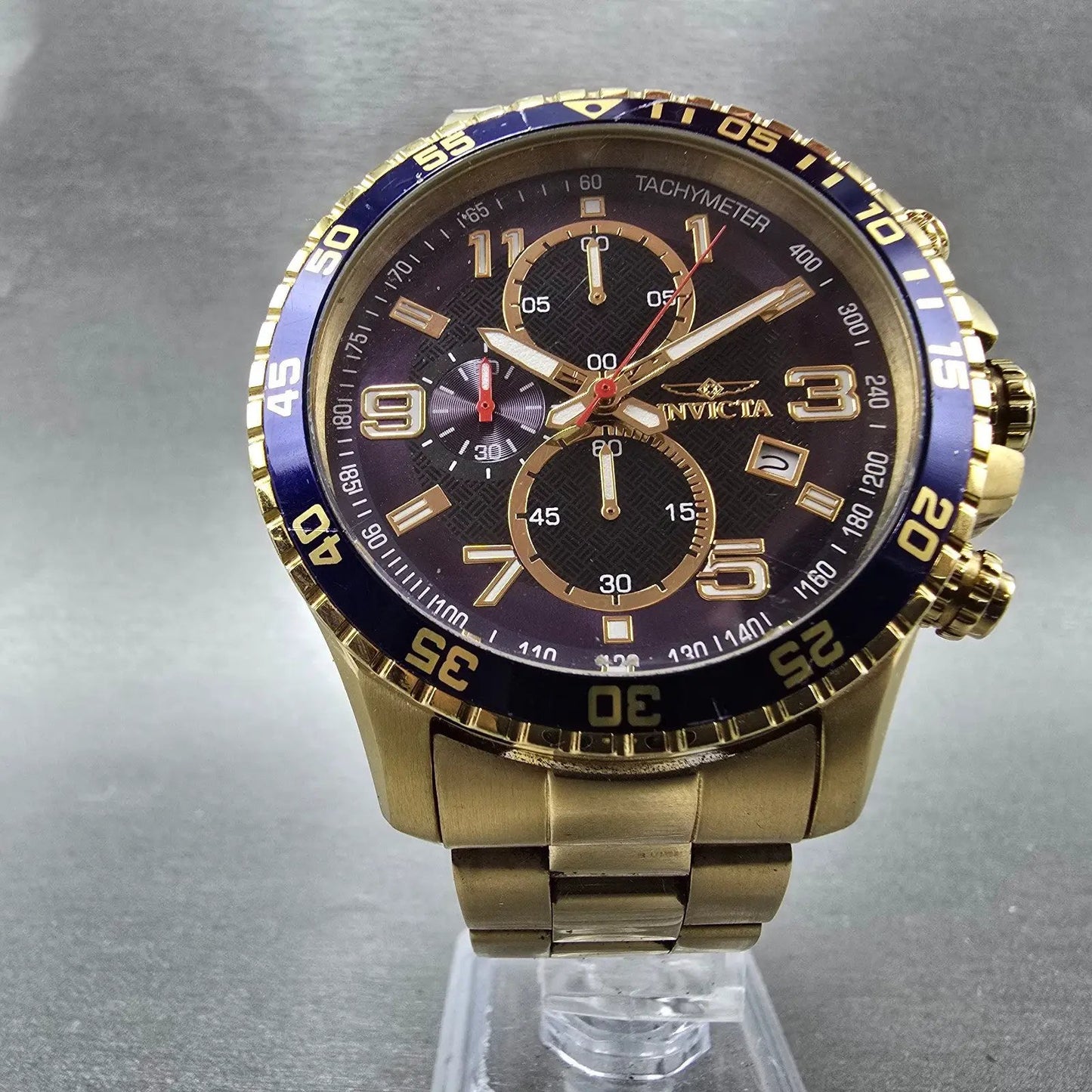 Invicta Specialty Chronograph Dive Watch Men 45mm Purple Dial Gold Tone New Batt5