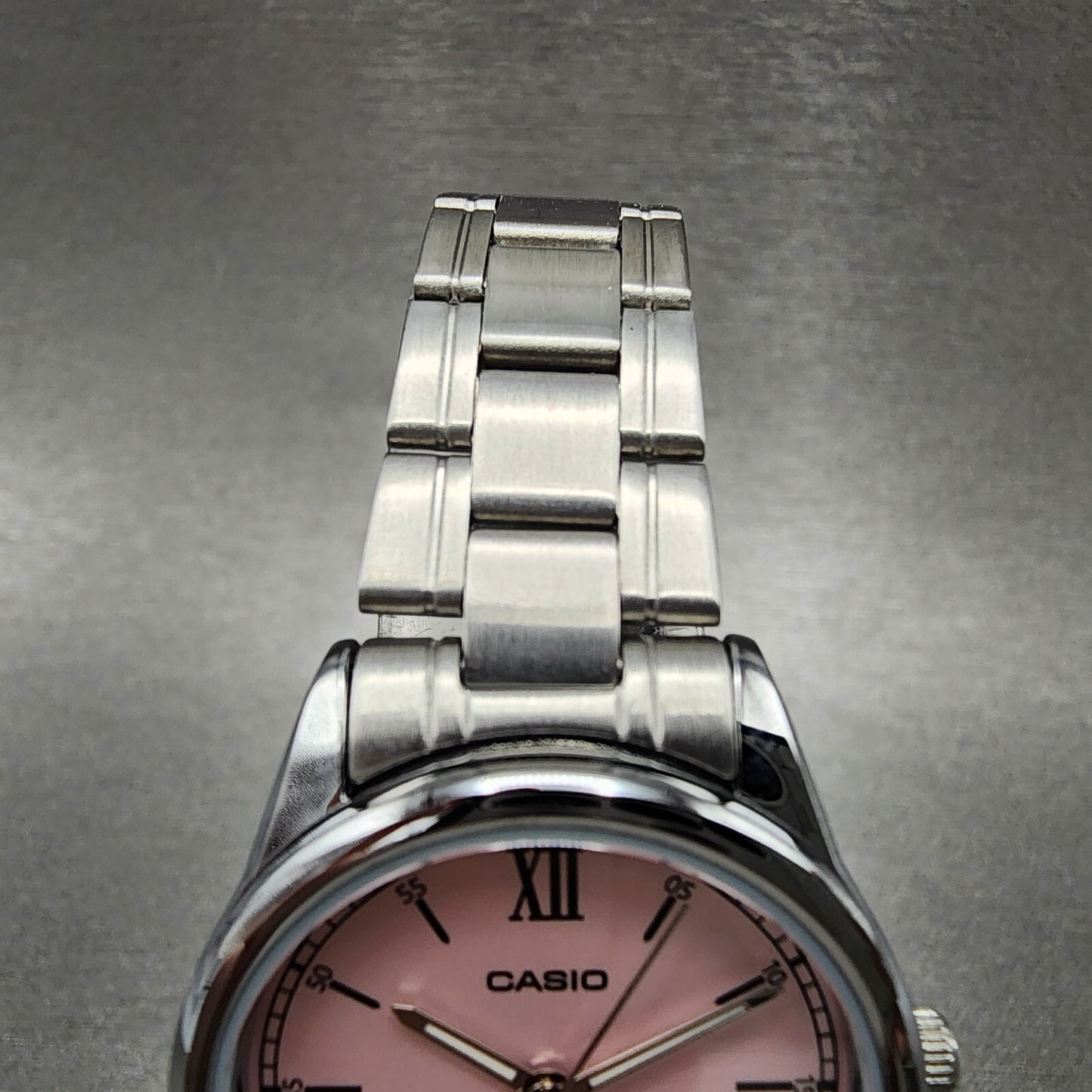 Casio Watch Women 28mm Pink Dial Stainless Steel Round LTP-V005 New Battery