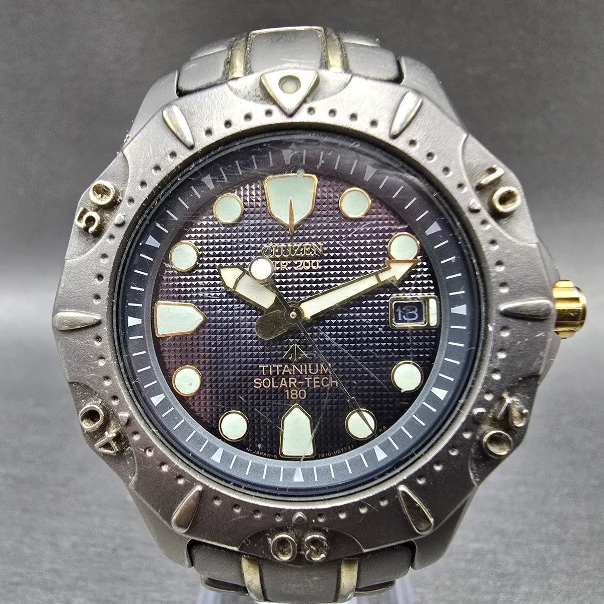 Citizen Eco-Drive Dive Watch Men 41mm Black Dial Titanium Date 7875-H04945 Runs0