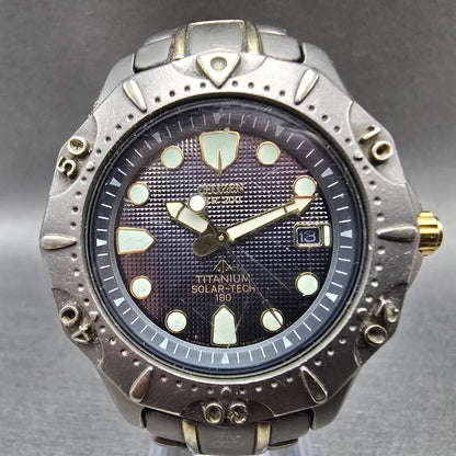 Citizen Eco-Drive Dive Watch Men 41mm Black Dial Titanium Date 7875-H04945 Runs0