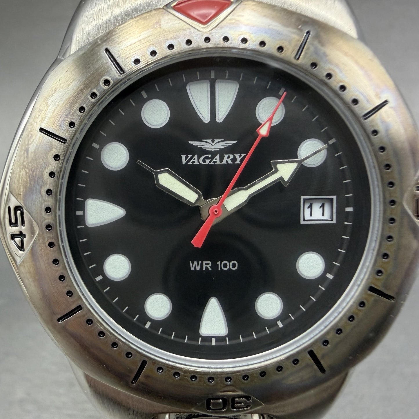 Citizen Vagary Watch Men 39mm Black Dial Silver Tone Date Round New Battery NOS1