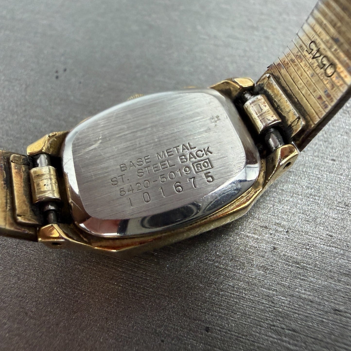 Seiko Tank Watch Women 17mm Brown Dial Gold Tone Rectangle 5420-5019 New Batt ZX9