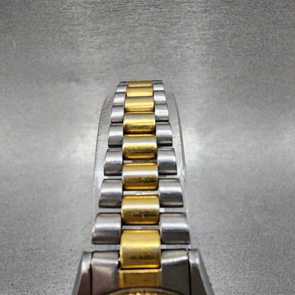 Seiko SQ Watch Women 24mm Gold Dial Two Tone Daydate 24mm Round New Battery B124