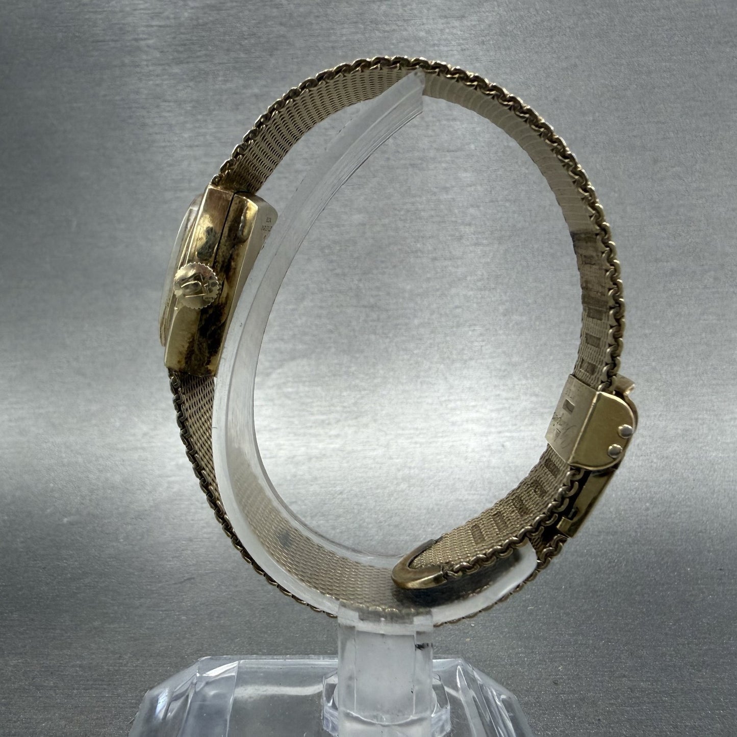Bulova Accutron Watch Women 19mm Gold Dial Gold Filled Rectangle PARTS VTG7
