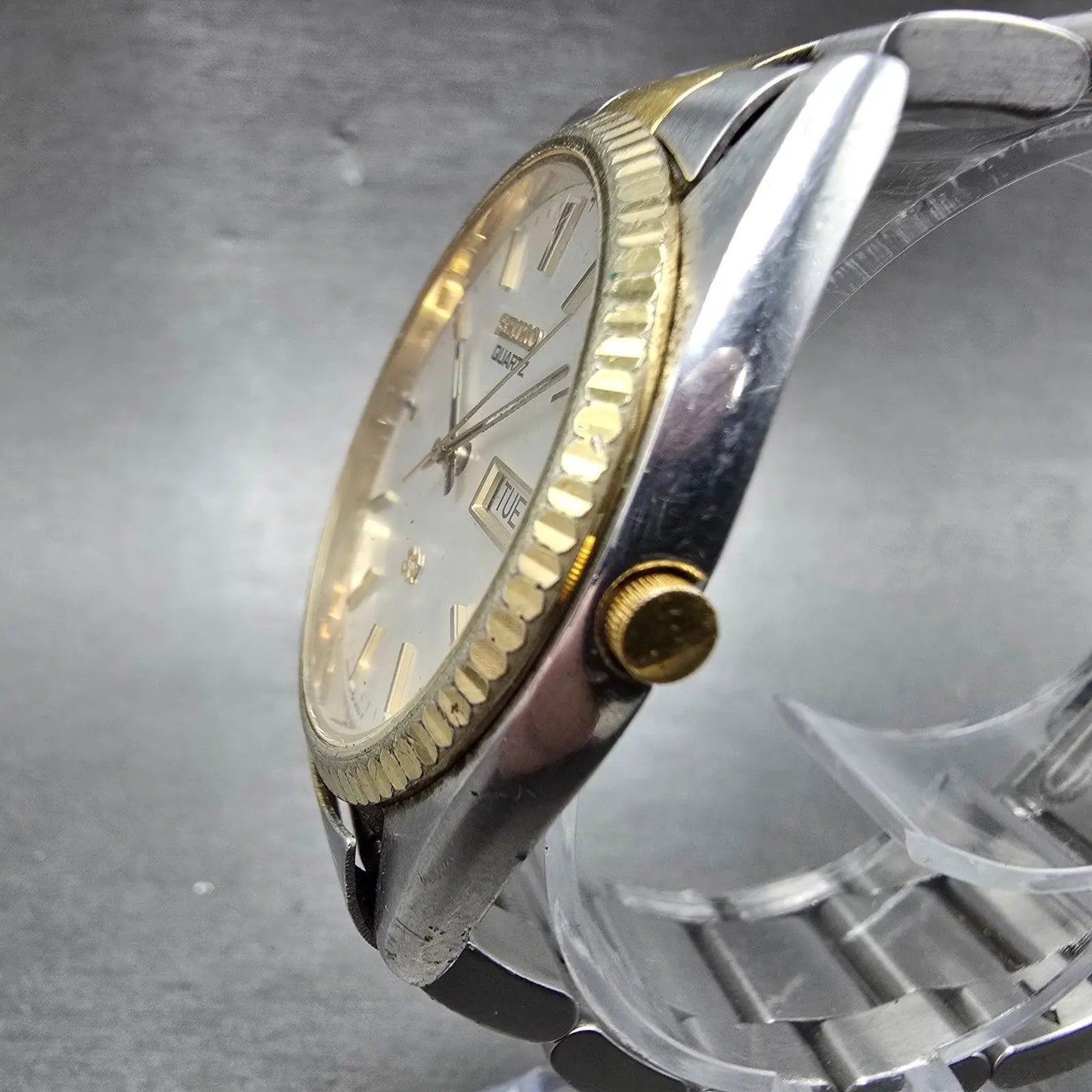 Seiko SQ President Watch Men 36mm Silver Dial Two Tone Daydate 5H23-8020 PARTS3