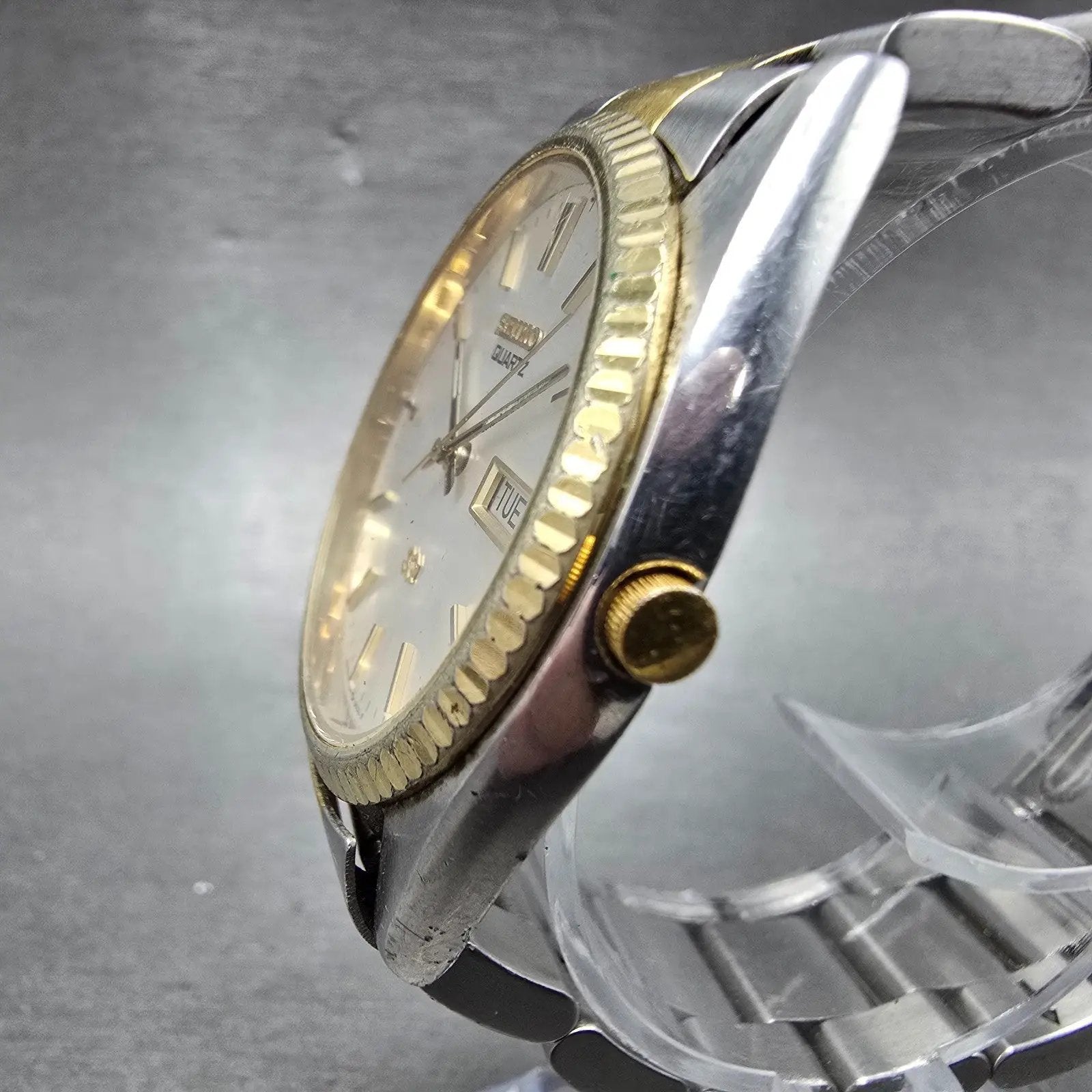 Seiko SQ President Watch Men 36mm Silver Dial Two Tone Daydate 5H23-8020 PARTS3