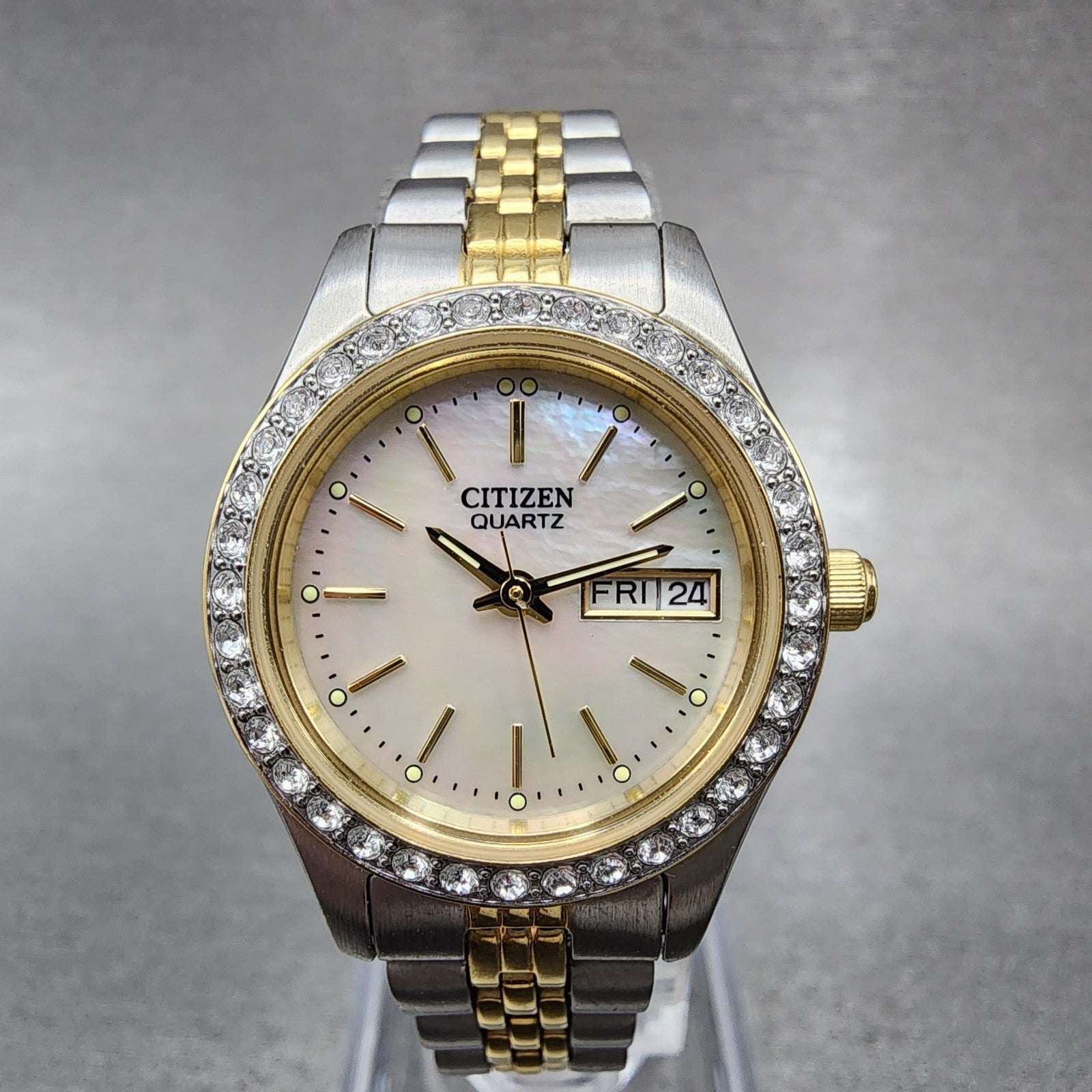 Citizen Watch Women 25mm MOP Dial Two Tone Daydate EQ053450D New Battery0