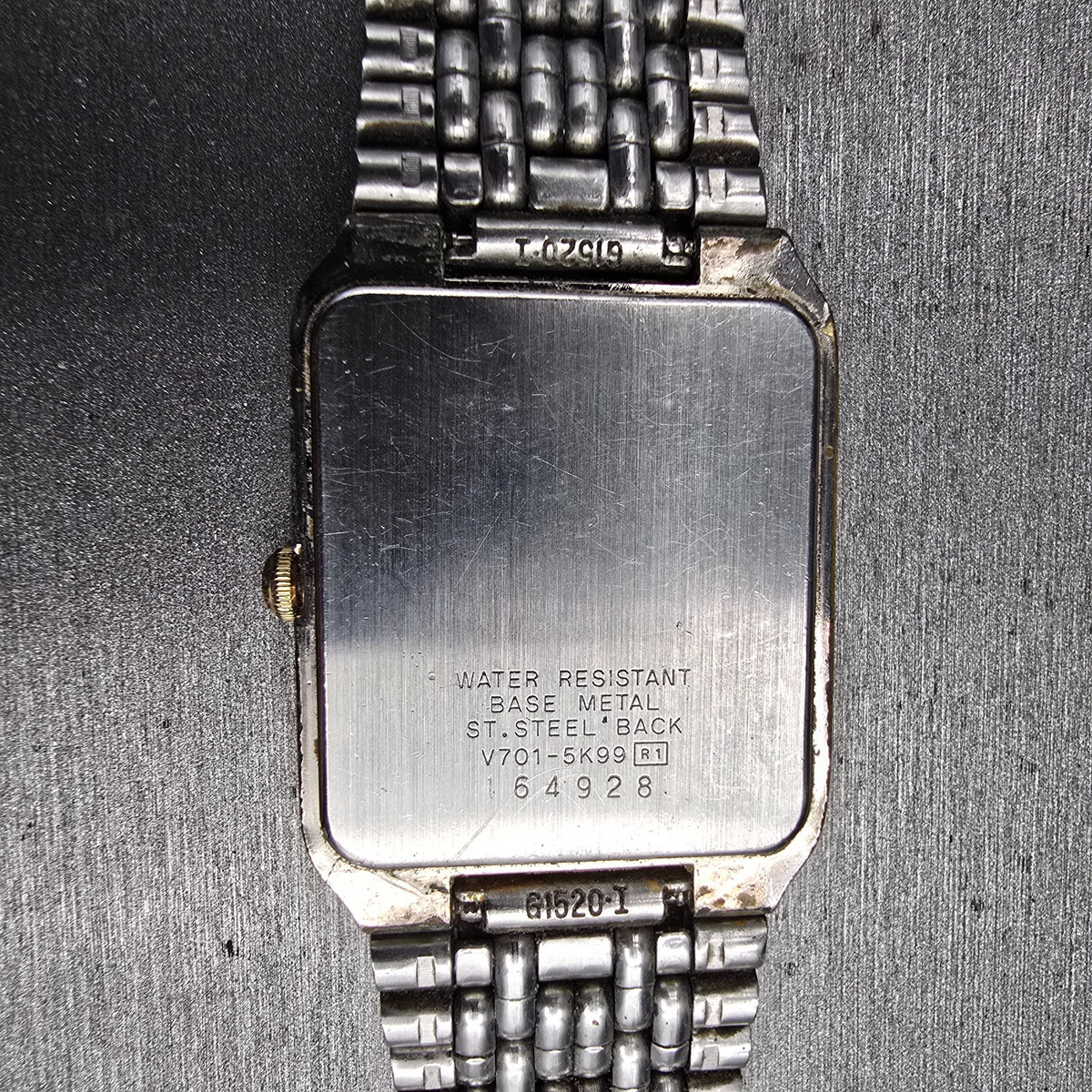 Seiko Tank Watch Men 26mm Gold Dial Two Tone Rectangle V701-5K99 New Battery VTG10