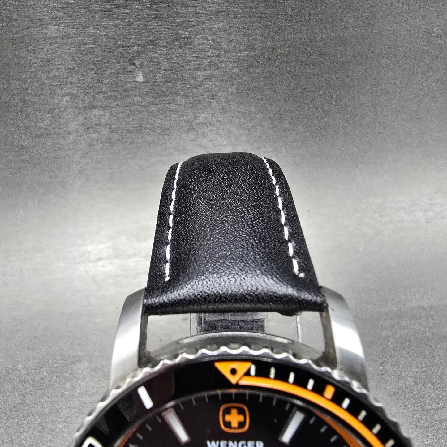 Wenger Swiss Military Roadster Watch Men 43mm Black Dial Steel Orange New Batt4