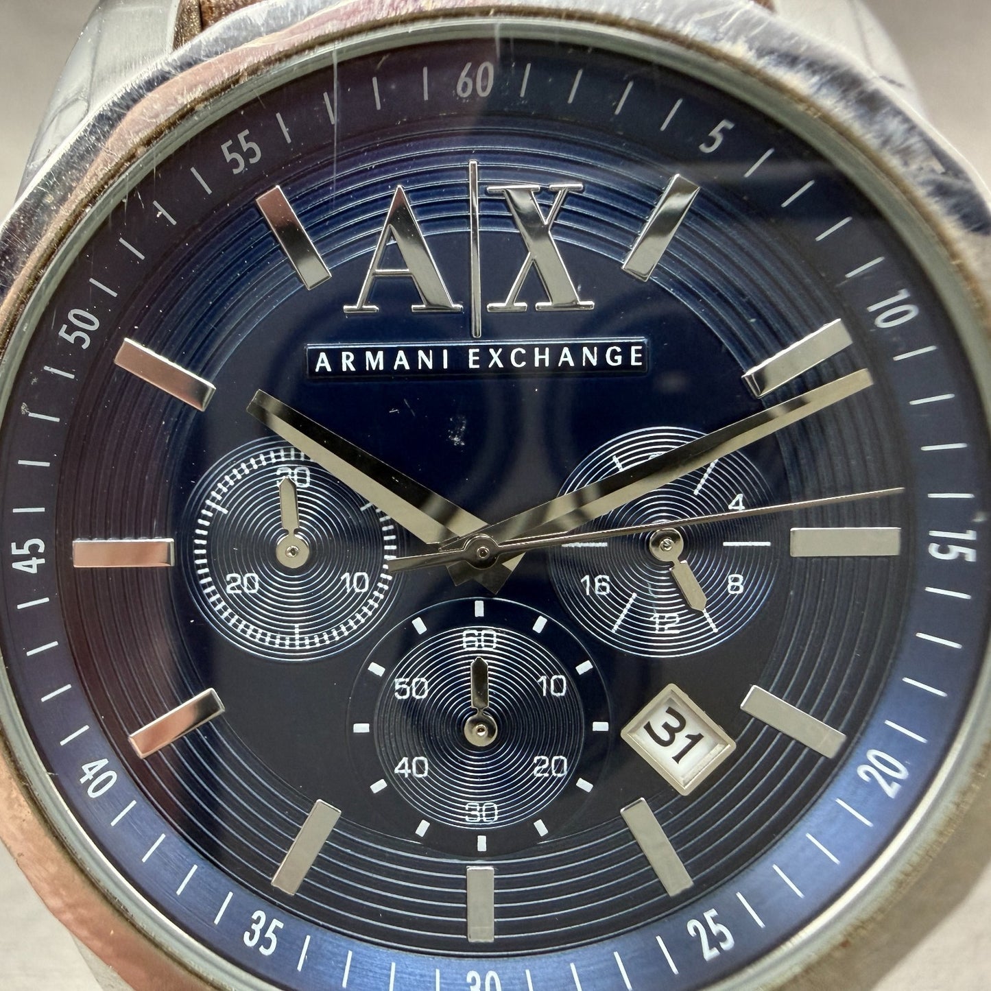 Armani Exchange Chronograph Watch Men 44mm Blue Dial Steel Date AX2501 New Batt1