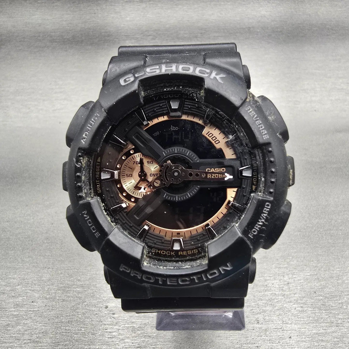 Casio G-Shock GA-110RG Watch Men 51mm Rose Gold Dial Black Alarm Chrono New Batt0