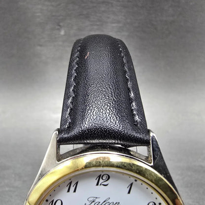 Citizen Q&Q Falcon Watch Men 34mm White Dial Two Tone Round Leather New Battery4