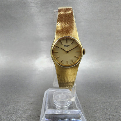 Seiko Watch Women 19mm Champagne Dial Gold Tone Round 160079 New Battery5
