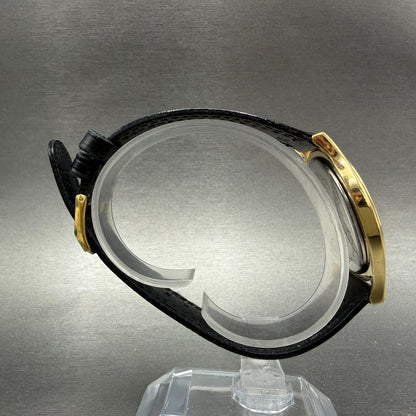 Movado Museum Watch Men 35mm Black Dial Gold Tone Round 87 E4 0863 W/Box New Bat9