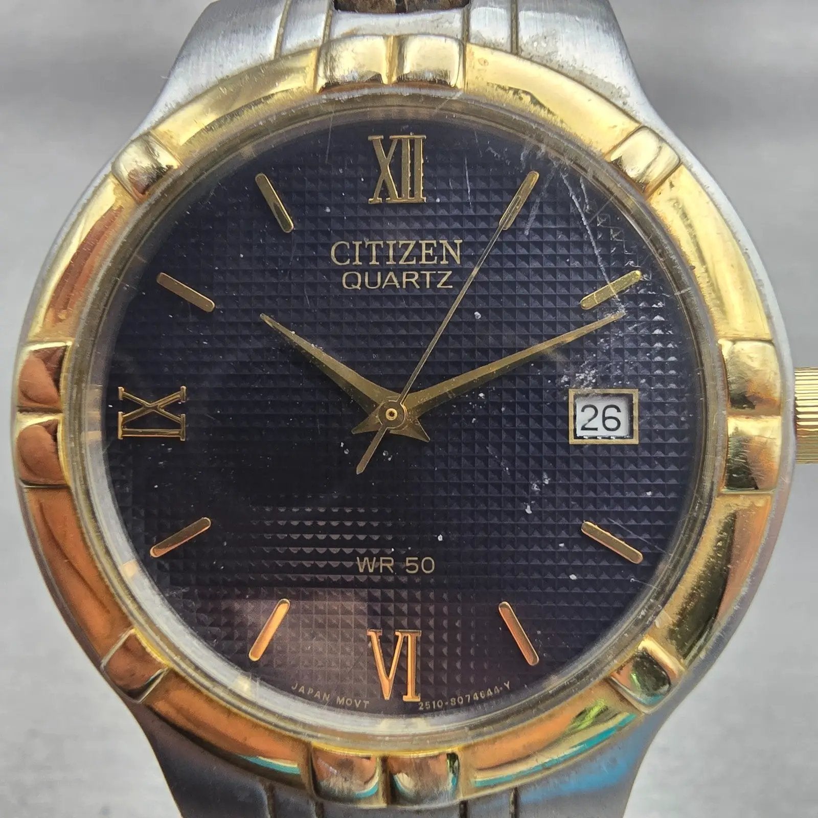 Citizen Watch Men 35mm Blue Dial Two Tone Date Round 2510-S029261 New Battery1