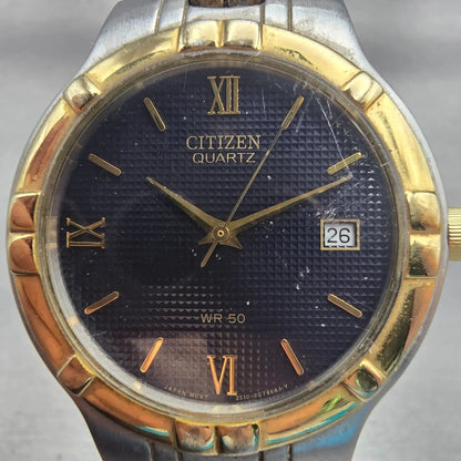 Citizen Watch Men 35mm Blue Dial Two Tone Date Round 2510-S029261 New Battery1