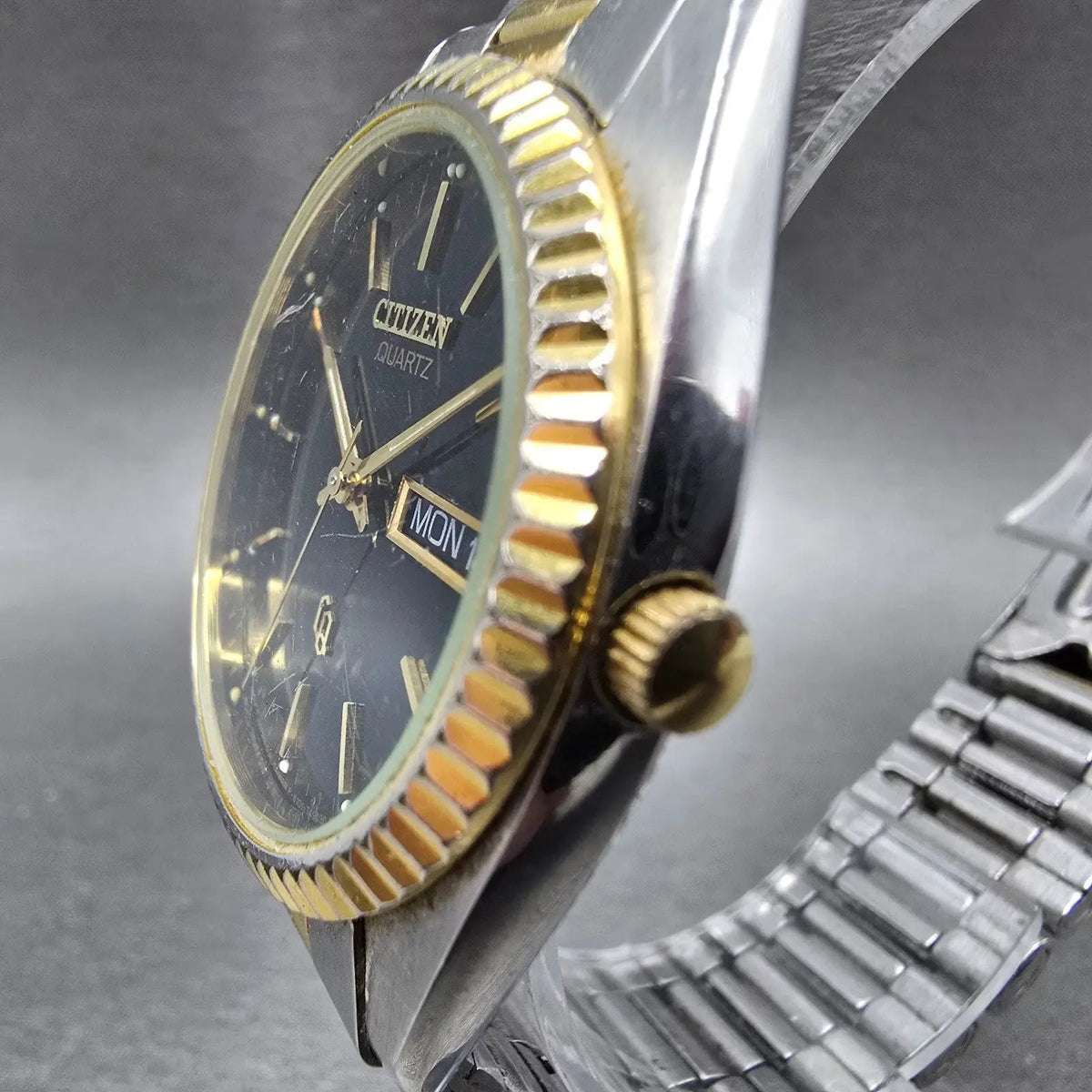 Citizen CQ President Watch Men 35mm Black Two Tone Daydate 6101-915216 PARTS3