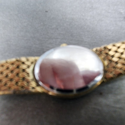 Omega De Ville Watch Women 16mm Gold Dial Gold Plated 791.0896 New Battery VTG9