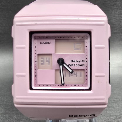 Casio Baby-G BGA-200 Watch Women 36mm Pink Black Chrono Alarm Square New Battery1