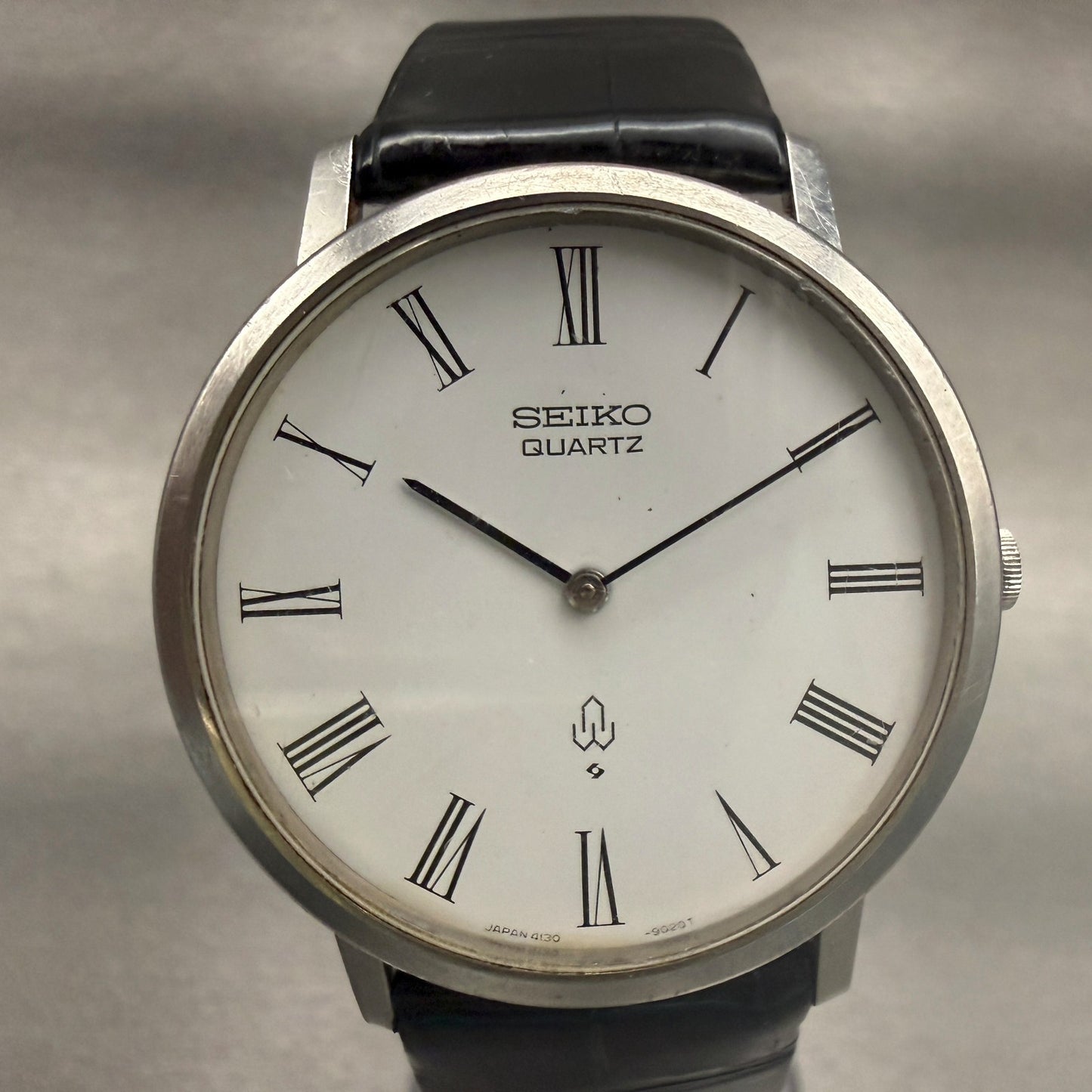 Seiko Watch Men 33mm White Dial Silver Tone Round 4130-9020 New Battery1
