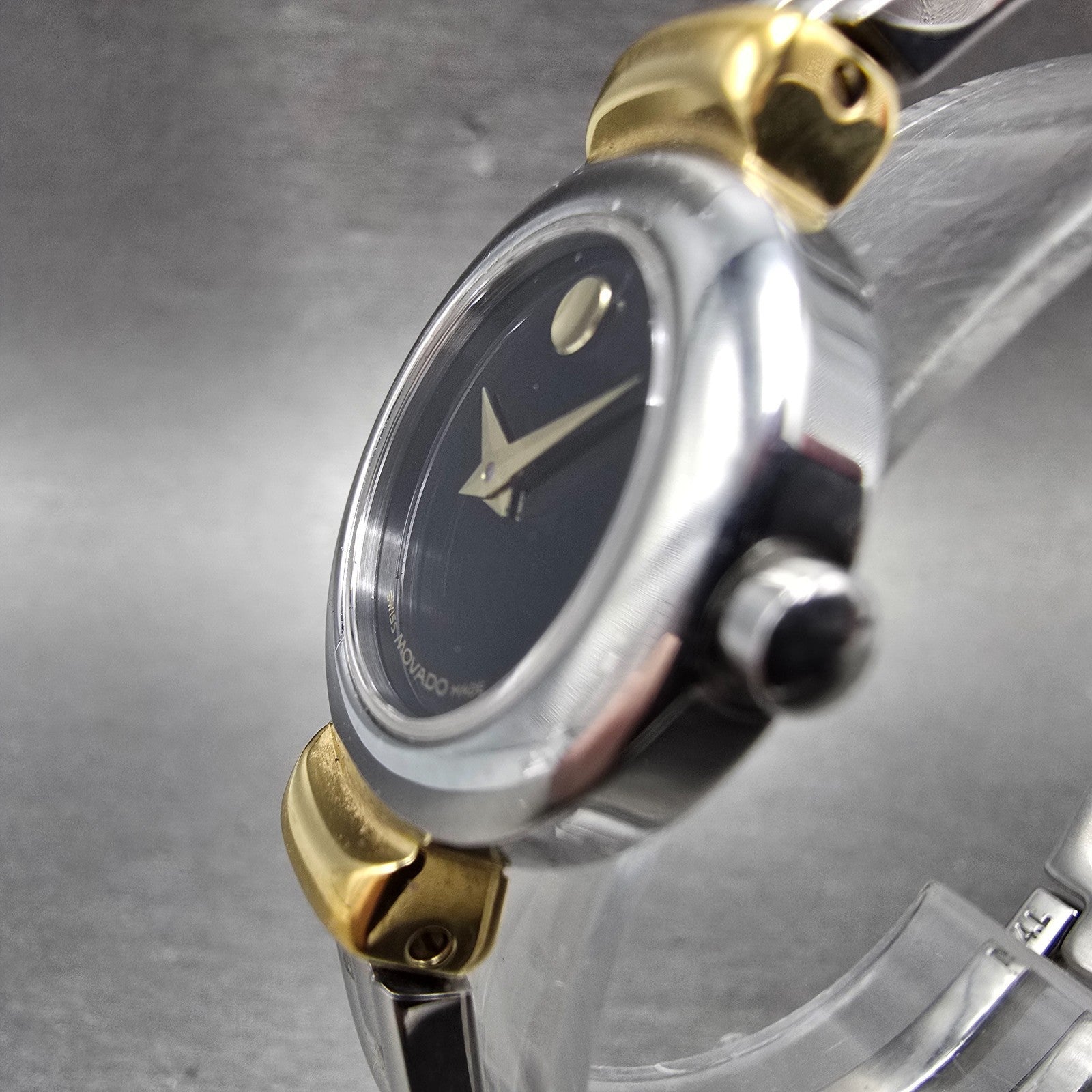 Movado Harmony Watch Women 23mm Black Dial Two Tone 97.A1.809.A New Battery2