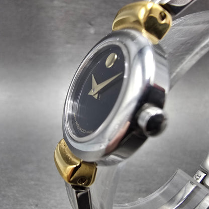 Movado Harmony Watch Women 23mm Black Dial Two Tone 97.A1.809.A New Battery2