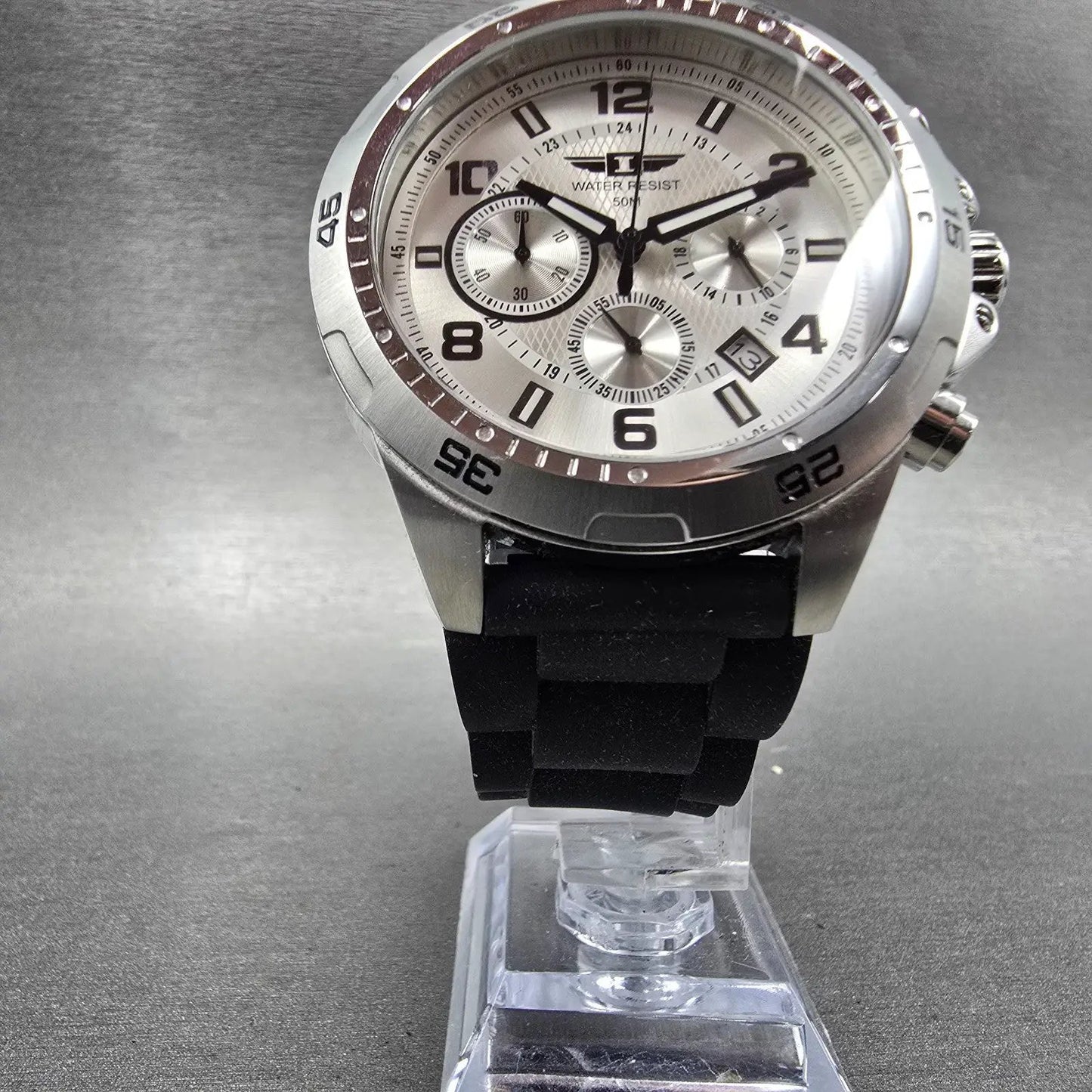 Invicta I Chronograph Dive Watch Men 45mm Silver Dial Steel IBI10015-002 New Bat6