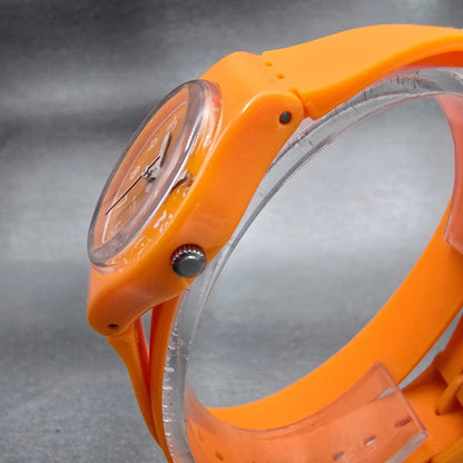 Swatch Abricot Watch Women 25mm Orange Dial Orange Tone Round LO104 New Battery2