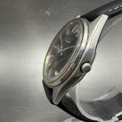 Seiko SQ Watch Men 34mm Black Dial Silver Tone Date 8222-7009 New Battery VTG2